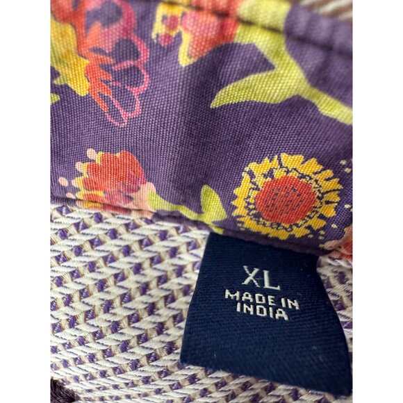 Robert Graham Shirt Mens XL Flip Cuff Floral Purple Button Up Long Sleeve - Picture 3 of 8